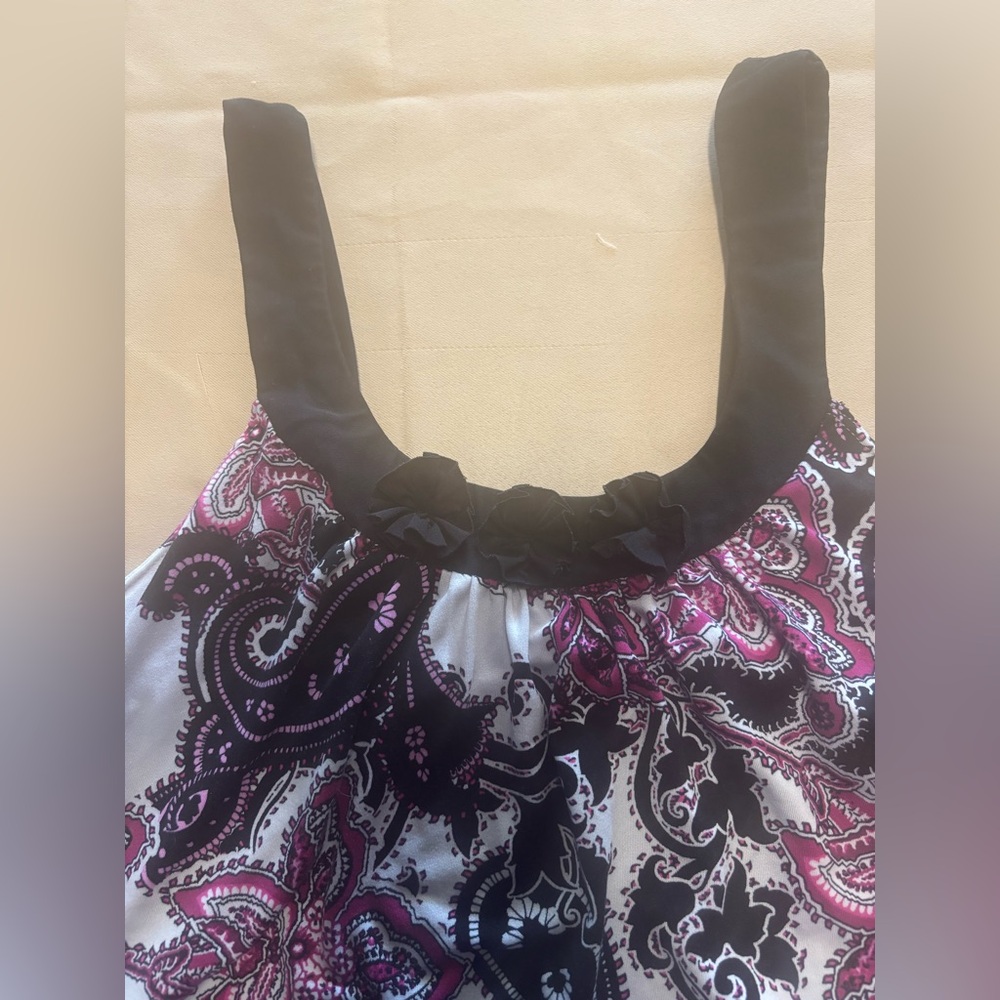 Linea Donatilla Women's Black Purple Paisley Sleeveless Pajama Long Top Sz M - Picture 12 of 14